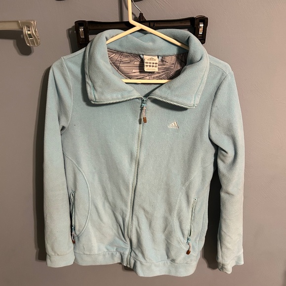Light Blue Adidas zip up fleece jacket - Picture 1 of 1